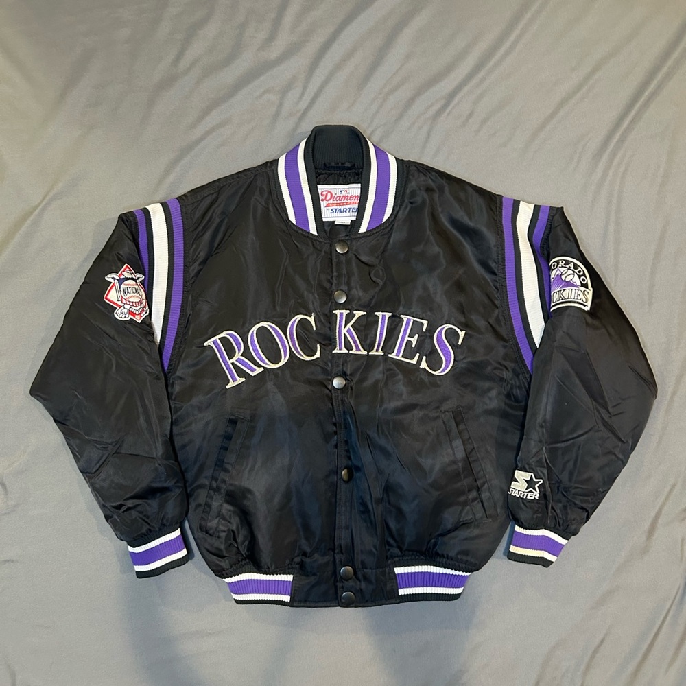 Vintage Diamond STARTER / Colorado Rockies Satin Quilt Lined Jacket